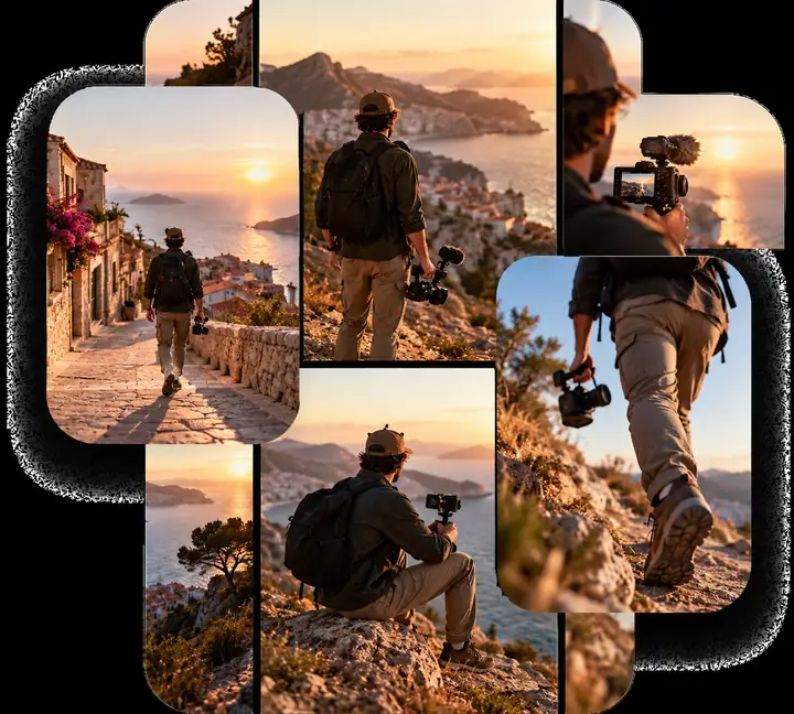 A selection of scenes from a longer video arranged as short clips