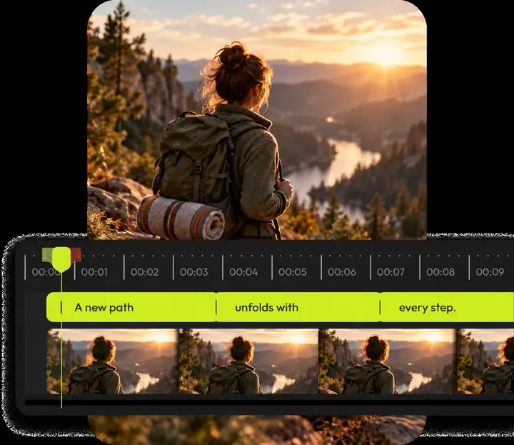 Video preview with a visible caption track beneath the footage